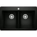 Blanco - Horizon 210 - Silgranit Double Bowl Drop In Kitchen Sink - Coal Black
