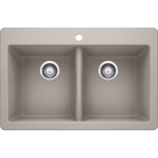 Blanco - Horizon 210 - Silgranit Double Bowl Drop In Kitchen Sink - Concrete Gray