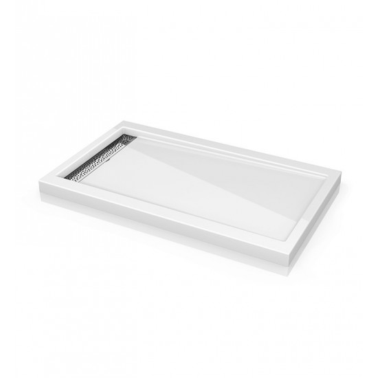 Fleurco - Quad Reversible Acrylic Shower Base with Side Drain Position & Linear Drain Cover