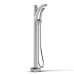 Riobel - Salome - Floor-Mount Thermostatic/Pressure Balance Coaxial Tub Filler with Hand Shower - Polished Chrome