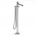Riobel - Venty - 2-way Thermostatic Coaxial Floor-Mount Tub Filler with Hand Shower - Polished Chrome