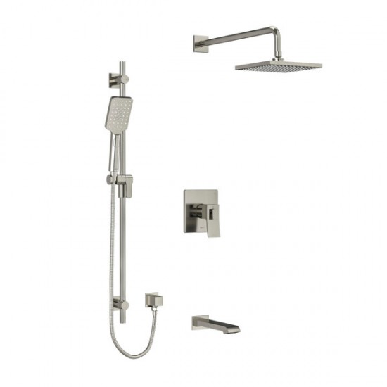 Riobel - Zendo Type T/P (Thermostatic/Pressure Balance) 1/2 Inch Coaxial 3-Way System With Hand Shower Rail Shower Head And Spout - Brushed Nickel