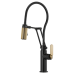 Brizo - Litze - Single Handle Articulating Kitchen Faucet - Industrial Handle - Finished Hose - 63144LF-BLGL - Matte Black / Brilliance® Luxe Gold®