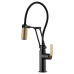 Brizo - Litze - Single Handle Articulating Kitchen Faucet - Industrial Handle - 63244LF-BLGL - Matte Black / Brilliance® Luxe Gold®