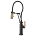 Brizo - Litze - Single Handle Articulating Kitchen Faucet - Industrial Handle - Finished Hose - SmartTouch® - 64144LF-BLGL - Matte Black / Brilliance® Luxe Gold®