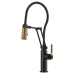 Brizo - Litze - Single Handle Articulating Kitchen Faucet - Knurled Handle - Finished Hose - 63143LF-BLGL - Matte Black / Brilliance® Luxe Gold®