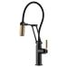 Brizo - Litze - Single Handle Articulating Kitchen Faucet - Knurled Handle - 63243LF-BLGL - Matte Black / Brilliance® Luxe Gold®