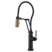 Brizo - Litze - Single Handle Articulating Kitchen Faucet - Knurled Handle - Finished Hose - SmartTouch® - 64143LF-BLGL - Matte Black / Brilliance® Luxe Gold®