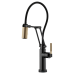 Brizo - Litze - Single Handle Articulating Kitchen Faucet - Knurled Handle - SmartTouch® - 64243LF-BLGL - Matte Black / Brilliance® Luxe Gold®