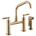 Brizo - Litze - Bridge Kitchen Faucet - Knurled Handle - Angled Spout - 62563LF-GL - Brilliance® Luxe Gold®