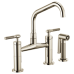 Brizo - Litze - Bridge Kitchen Faucet - Knurled Handle - Angled Spout - 62563LF-PN - Brilliance® Polished Nickel