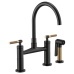 Brizo - Litze - Bridge Kitchen Faucet - Knurled Handle - Arc Spout - 62543LF-BLGL - Matte Black / Brilliance® Luxe Gold®