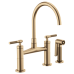 Brizo - Litze - Bridge Kitchen Faucet - Knurled Handle - Arc Spout - 62543LF-GL - Brilliance® Luxe Gold®