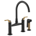 Brizo - Litze - Bridge Kitchen Faucet - Industrial Handle - Arc Spout - 62544LF-BLGL - Matte Black / Brilliance® Luxe Gold®