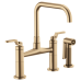 Brizo - Litze - Bridge Kitchen Faucet - Industrial Handle - Square Spout - 62554LF-GL - Brilliance® Luxe Gold®