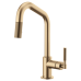 Brizo - Litze - Pull-Down Kitchen Faucet - Knurled Handle - Angled Spout - 63063LF-GL - Brilliance® Luxe Gold®