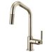 Brizo - Litze - Pull-Down Kitchen Faucet - Knurled Handle - Angled Spout - 63063LF-PN - Brilliance® Polished Nickel