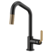 Brizo - Litze - Pull-Down Kitchen Faucet - Industrial Handle - Angled Spout - 63064LF-BLGL - Matte Black / Brilliance® Luxe Gold®