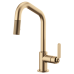 Brizo - Litze - Pull-Down Kitchen Faucet - Industrial Handle - Angled Spout - 63064LF-GL - Brilliance® Luxe Gold®