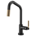 Brizo - Litze - Pull-Down Kitchen Faucet - Knurled Handle - Angled Spout - SmartTouch® - 64063LF-BLGL - Matte Black / Brilliance® Luxe Gold®