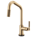 Brizo - Litze - Pull-Down Kitchen Faucet - Knurled Handle - Angled Spout - SmartTouch® - 64063LF-GL - Brilliance® Luxe Gold®