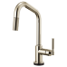 Brizo - Litze - Pull-Down Kitchen Faucet - Knurled Handle - Angled Spout - SmartTouch® - 64063LF-PN - Brilliance® Polished Nickel