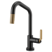 Brizo - Litze - Pull-Down Kitchen Faucet - Industrial Handle - Angled Spout - SmartTouch® - 64064LF-BLGL - Matte Black / Brilliance® Luxe Gold®