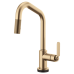 Brizo - Litze - Pull-Down Kitchen Faucet - Industrial Handle - Angled Spout - SmartTouch® - 64064LF-GL - Brilliance® Luxe Gold®