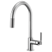 Brizo - Litze - Pull-Down Kitchen Faucet - Knurled Handle - Arc Spout - 63043LF-PC - Polished Chrome