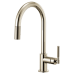 Brizo - Litze - Pull-Down Kitchen Faucet - Knurled Handle - Arc Spout - 63043LF-PN - Brilliance® Polished Nickel