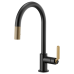 Brizo - Litze - Pull-Down Kitchen Faucet - Industrial Handle - Arc Spout - 63044LF-BLGL - Matte Black / Brilliance® Luxe Gold®