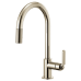 Brizo - Litze - Pull-Down Kitchen Faucet - Industrial Handle - Arc Spout - 63044LF-PN - Brilliance® Polished Nickel