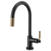 Brizo - Litze - Pull-Down Kitchen Faucet - Knurled Handle - Arc Spout - SmartTouch® - 64043LF-BLGL - Matte Black / Brilliance® Luxe Gold®