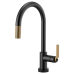 Brizo - Litze - Pull-Down Kitchen Faucet - Industrial Handle - Arc Spout - SmartTouch® - 64044LF-BLGL - Matte Black / Brilliance® Luxe Gold®