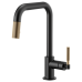 Brizo - Litze - Pull-Down Kitchen Faucet - Knurled Handle - Square Spout - 63053LF-BLGL - Matte Black / Brilliance® Luxe Gold®