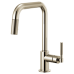 Brizo - Litze - Pull-Down Kitchen Faucet - Knurled Handle - Square Spout - 63053LF-PN - Brilliance® Polished Nickel