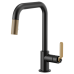 Brizo - Litze - Pull-Down Kitchen Faucet - Industrial Handle - Square Spout - 63054LF-BLGL - Matte Black / Brilliance® Luxe Gold®