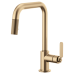 Brizo - Litze - Pull-Down Kitchen Faucet - Industrial Handle - Square Spout - 63054LF-GL - Brilliance® Luxe Gold®