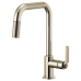 Brizo - Litze - Pull-Down Kitchen Faucet - Industrial Handle - Square Spout - 63054LF-PN - Brilliance® Polished Nickel