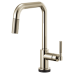 Brizo - Litze - Pull-Down Kitchen Faucet - Knurled Handle - Square Spout - SmartTouch® - 64053LF-PN - Brilliance® Polished Nickel