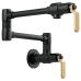 Brizo - Litze - Wall Mount Pot Filler - Industrial Handle - 62844LF-BLGL - Matte Black / Brilliance® Luxe Gold®