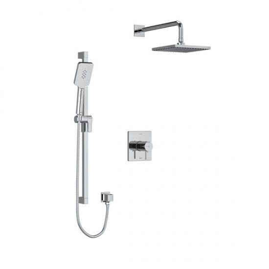 Riobel - Premium Type T/P (Thermostatic/Pressure Balance) 1/2 Inch Coaxial Thermostatic System With Hand Shower Rail And Shower Head - Chrome