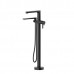 Riobel - Nibi 2-Way Type T (Thermostatic) Coaxial Floor-Mount Tub Filler With Handshower - Black