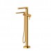 Riobel - Nibi 2-Way Type T (Thermostatic) Coaxial Floor-Mount Tub Filler With Handshower - Brushed Gold