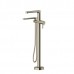 Riobel - Nibi 2-Way Type T (Thermostatic) Coaxial Floor-Mount Tub Filler With Handshower - Brushed Nickel