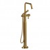 Riobel - Momenti - 2-Way Thermostatic Coaxial Floor-Mount Tub Filler with Hand Shower - "J" Lever Handle - Brushed Gold (PVD)
