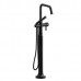 Riobel - Momenti - 2-Way Thermostatic Coaxial Floor-Mount Tub Filler with Hand Shower - "J" Lever Handle - Black