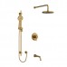 Riobel - Momenti Type T/P (Thermostatic/Pressure Balance) 1/2 Inch Coaxial 3-Way System With Hand Shower Rail Shower Head And Spout - KIT1345MMRDJ - Brushed Gold (PVD)