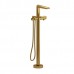 Riobel - Parabola 2-Way Type T Coaxial Floor-Mount Tub Filler With Hand Shower - PB39 - Brushed Gold (PVD)