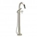 Riobel - Riu - 2-Way Thermostatic Coaxial Floor-Mount Knurled Tub Filler with Hand Shower - Polished Nickel (PVD)